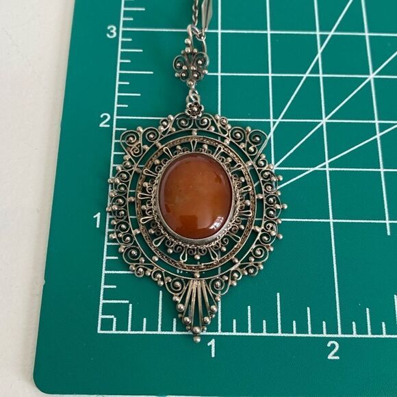Antique Carnelian Agate Cannetille Necklace - Picture 5 of 5